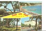 CP, 06, Juan-les-Pins, La Pinède, Les Plages, Le Palais Des Congrès, 4 Vues, 1982, Voyagée - Juan-les-Pins