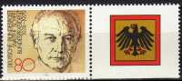 Bundespräsidenten 1982 BRD 1159+Zf In W3 Aus Block 18 ** 3€ Demokratie In Deutschland Scheel Wappen Se-tenant Of Germany - Zusammendrucke