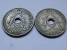 PIECE - BELGIQUE - ALBERT I - 25 CENTIMES - 1921 - A.MICHAUX - CUPRO NICKEL - LOT DE 2 - 25 Cents