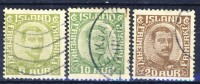 #D1133. Iceland 1921. Michel 99-101. Cancelled(o) - Usati