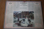 Rare 1935 Bonhomme De Neige Un Chef-d'oeuvr: Calendrier Almanach Des PTT:N°77 Nomenclature Communes De La Seine-et-Marne - Groot Formaat: 1921-40