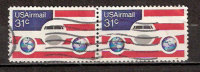 Timbre Etats-Unis Y&T Air Mail N° PA 84x2. Oblitéré. 31 Cents. Cote 0.60 € - 3a. 1961-… Usati