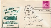 California Highway Post Office HPO, 1st Trip, San Bernadino-Los Angeles 1950, Trip 2, Cancel Postmark On Cover - Marcofilia