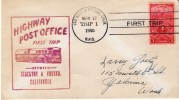 California Highway Post Office HPO, 1st Trip, Stockton-Fresno 1950, Trip 1, Cancel Postmark On Cover - Marcophilie