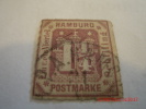 HAMBURG, SCOTT# 24a, 1&1/4s RED VIOLET, USED - Hamburg