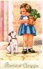Belle Illustrée : Petite Fille Avec Un Fox-terrier Signée J.G. ( GOUGEON ). - Gougeon