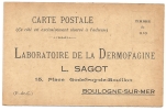 Médicament, Laboratoire, Peau, Dermatose,  "Dermofagine", Boulogne, 1914 - Carte Entière  (J051) - Pharmacie