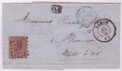 Lettre Affr. N°19 Lpts 264 NAMUR/1866 Pour Beaune. - 1865-1866 Linksprofil