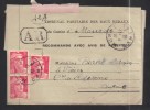 FRANCE 1946 N° 716 X  3  Obl. S/lettre Entiére Recommandée AR - 1945-54 Marianne Of Gandon