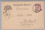 Bayern 1885-07-11 Ganzsache 5Pf. Hof I Nach Berlin Mit Cartierungsstempel - Entiers Postaux