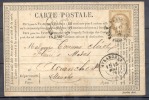ENTIER Sur CP   Avec 15C Bistre Cachet PARIS Le 17 Mai 1876 Pour Avranches - Precursor Cards