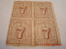 HAMBURG, SCOTT# 20, BLOCK OF 4, 7s VIOLET, UNUSED NG - Hamburg (Amburgo)