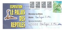 Reptiles, Exposition, Palais, Classe Ouverte  - Enveloppe Entière  (J072) - Snakes