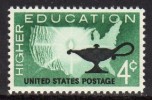 1962 USA Higher Education Stamp Sc#1206 Map Lamp Light - Petróleo