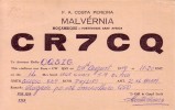 CARTE QSL CARD 1959 RADIOAMATEUR HAM RADIO CR-7 PORTUGAL COLONIE COLONY MOZAMBIQUE MALVERNIA STAMP BELGIAN CONGO BELGE - Mozambique
