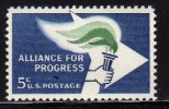 1963 USA Alliance For Progress Stamp Sc#1234 Torch - Oil