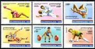 Cambodia 1996 Olympic Games Sports Gymnastics Judo High Jump Wrestling Weight Lifting Soccer Stamps MNH Michel 1596-1601 - Jumping