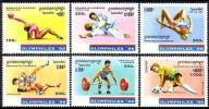 Cambodia 1996 Olympic Games OLYMPHILEX Sports Gymnastics Judo High Jump Wrestling Weightlifting Soccer Michel 1596-1601 - Pesistica