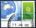 Australia 2010 55c Globe With Socceroos Tab CTO Soccer - World Cup - Used Stamps