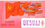 CARTE QSL CARD CQ 1979 RADIOAMATEUR HAM UK-5 KIEV DRAPEAU FLAG RUSSIA MOSCOW LENIN  COMMUNIST SOCIALISM USSR URSS CCCP - Politieke Partijen & Verkiezingen