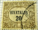 Hungary 1921 Official Stamp 20f - Used - Oficiales