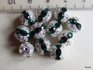 Lot De 2 Perles Boules Ciselées - Strass En Véritable Cristal Swarovski - Emerald 8mm - Perlas