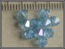Lot De 10 Toupies Swarovski 4mm Aquamarine AB- Perles En Véritable Cristal - Parels