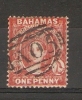 BAHAMAS - 1877 VICTORIA 1d SCARLET-VERMILION FU (W/M CROWN CC, Perf 14 (A05 CANCEL) FU  SG 33 - 1859-1963 Colonie Britannique