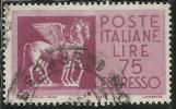 ITALIA REPUBBLICA ITALY REPUBLIC 1958 ESPRESSI ESPRESSO SPECIAL DELIVERY CAVALLI ALATI LIRE 75 USATO USED OBLITERE' - Correo Urgente/neumático