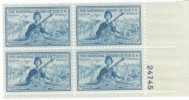 #1017 1953 Plate # Block Of 4, 3-cent Mint Stamps, National Guard Issue - Unused Stamps