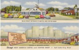 Salt Lake City UT Utah, Covey's Motel & Coffee Shop, Autos, C1950s Vintage Curteich Linen Postcard - Salt Lake City
