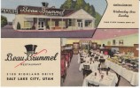 Salt Lake City UT Utah, Beau Brummel Restaurant, Smorgasbord, Top Hat Logo, C1950s Vintage Curteich Linen Postcard - Salt Lake City