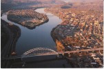 Wheeling WV West Virginia, Aerial View Of Town And River, Bridge, C1990s Vintage Postcard - Wheeling