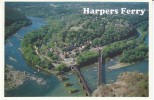 Harpers Ferry WV West Virginia, Aerial View Of Town, Bridges Over Rivers C1990s Vintage Postcard - Sonstige & Ohne Zuordnung