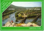 Harpers Ferry WV West Virginia, Aerial View Of Town Downtown, Bridges Over Rivers C1990s Vintage Postcard - Other & Unclassified