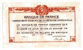 RECU - BANQUE DE FRANCE - VERSEMENT D´OR POUR LA DEFENSE NATIONALE - 1915 - Bank & Versicherung