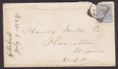Great Britain LIVERPOOL 1882 Cover Capt. Harvey Mills THOMASTON Maine USA, NEW YORK Transit (Plate 22 - Covers & Documents