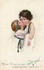 Illustrée Signée BOMPARD - Petite Fille Embrassant Un Petit Garçon : Si Mes Camarades Me Voyaient! - Bompard, S.