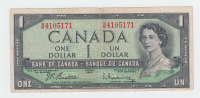 Canada 1 Dollar 1954 QEII ""F"" P 74b 74 B - Kanada