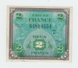 France 2 Francs 1944 VF+ CRISP Banknote P 114b 114 B - 1944 Flag/France