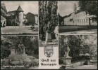 AK Neuruppin, Fontane-Oberschule, Fontane-Denkmal, Bahnhof Rheinsberger Tor 1959 - Neuruppin