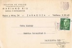 Tarjeta Privada ZARAGOZA 1962. Comercial BIU Musica E Instrumentos - Briefe U. Dokumente