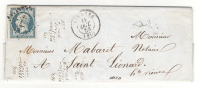 Lettre De LIMOGES, Haute Vienne, Du 11 Octobre 1853 + PC 1730 Sur Présidence N° 10 > Saint Léonard, Cote 100 Euros - 1852 Luis-Napoléon