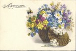 Cp Apiculture ABEILLE Et Fleurs ANNIVERSAIRE ( Adr Mr G BRUNET A L'AUDIERE Contres 41 LOIR Et Cher ) - Insetti