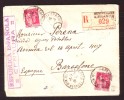 Censura REPUBLICA ESPANOLA - Lettre Recommandée De MONTPELLIER (FR) Vers BARCELONE  - 1936. - Republikanische Zensur