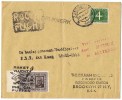 1945 - Enveloppe Pour Les USA - Den Haag - Amsterdam - Brooklyn - Racket Flucht - Vignette Roosevelt - Poststempels/ Marcofilie