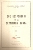 PARTITION DE FRANCESCO PAOLO NEGLIA: DUE RESPONSORI PER LA SETTIMANA  SANTA - M-O