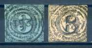 THURN AND TAXIS - 3, BLACK ON BLUE + 6, BLACK ON PINK - V5283 - Used