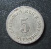 Id.D9-A-02. Germany, 5 PFENNIG 1899 A - Wilhelm II - 5 Pfennig