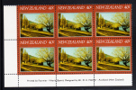 New Zealand Scott #749 MNH Inscription Block Of 6 40c Queenstown - Blokken & Velletjes